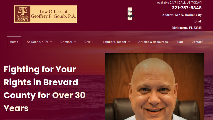 Screenshot of the Geoffrey P. Golub P.A. website