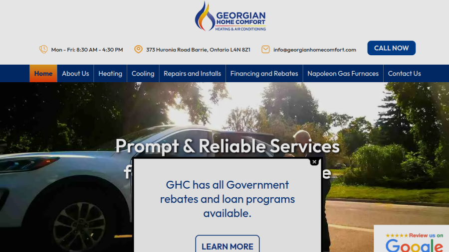 Screenshot of the Georgian Home Comfort - Heating and Cooling website