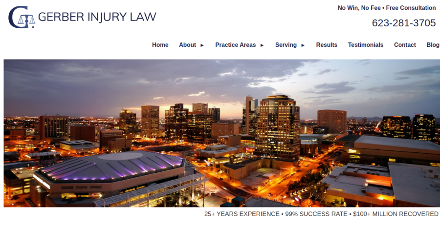 Screenshot of the Gerber Injury Law website