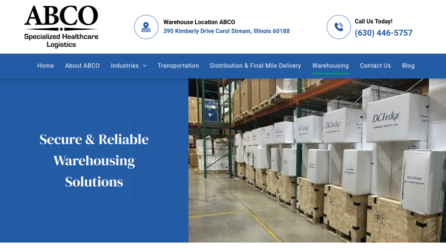 Screenshot of the ABCO Medical Logistics website