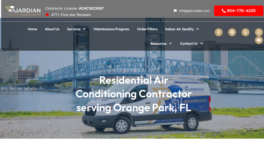 Guardian HVAC LLC, DBA Guardian Heating and Air website screenshot