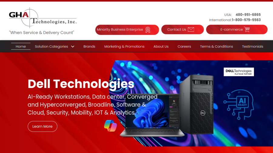 GHA Technologies, Inc. website screenshot