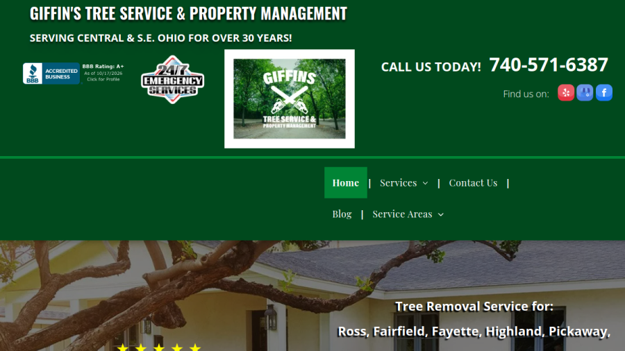 Giffin's Tree Service website screenshot
