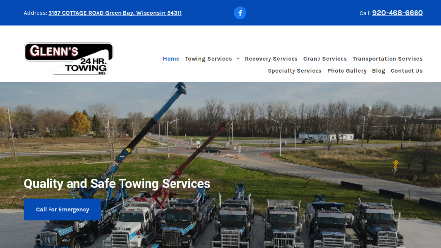 Glenn's 24 Hour Towing Inc website