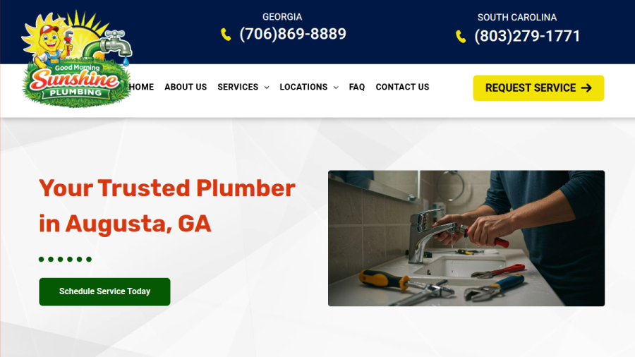 Screenshot of the Good Morning Sunshine Plumbing website