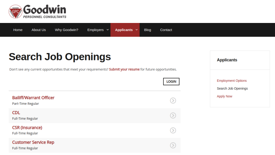 Goodwin Personnel Consultants website screenshot