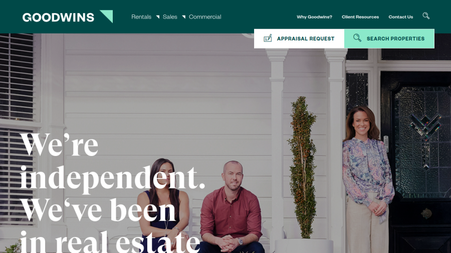 Screenshot of the Goodwins Real Estate website