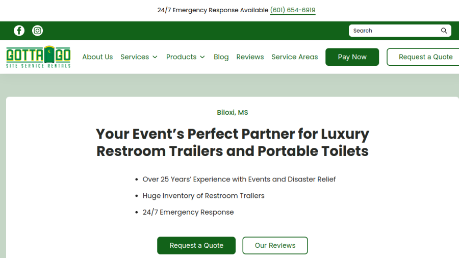 Gotta Go Site Service Rentals website screenshot