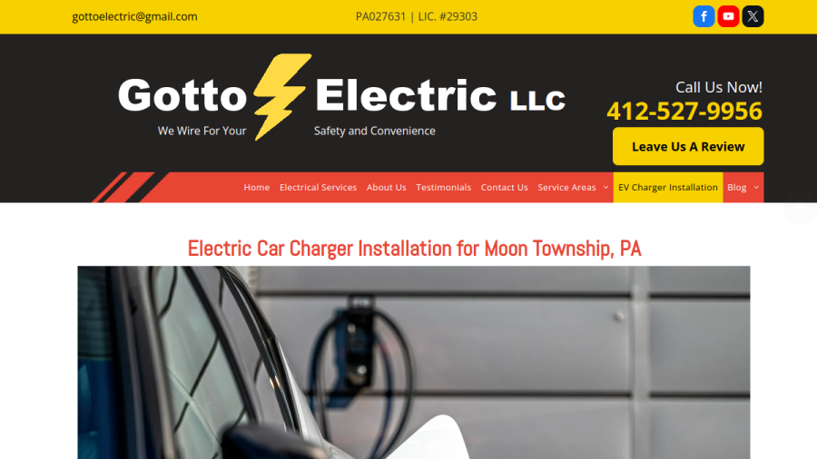 Screenshot of the Gotto Electric website