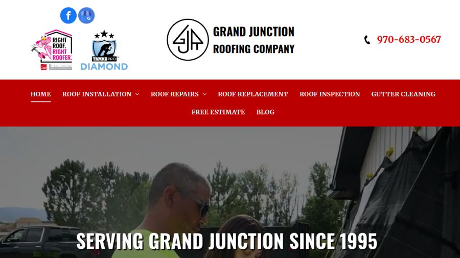 Screenshot of the Grand Junction Roofing website
