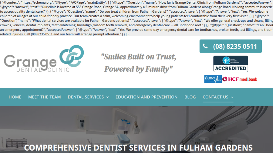 Grange Dental Clinic website
