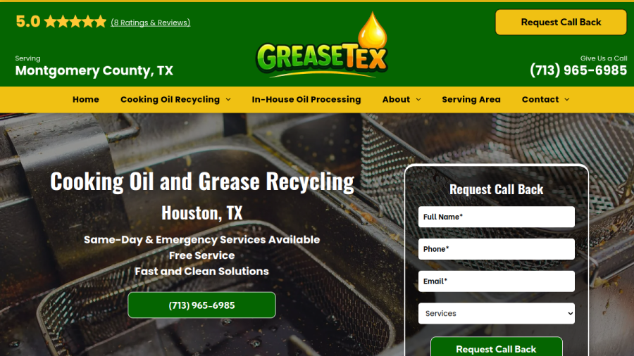 GreaseTex Cooking Oil Collection website