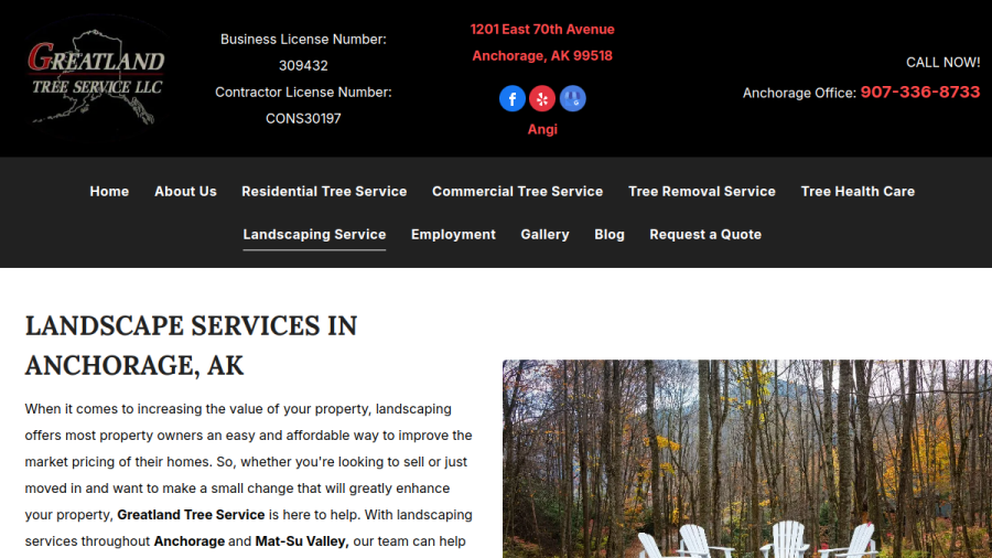 Greatland Tree Service website
