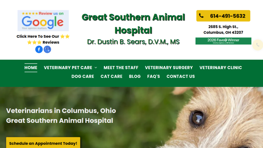 Great Southern Animal Hospital website screenshot