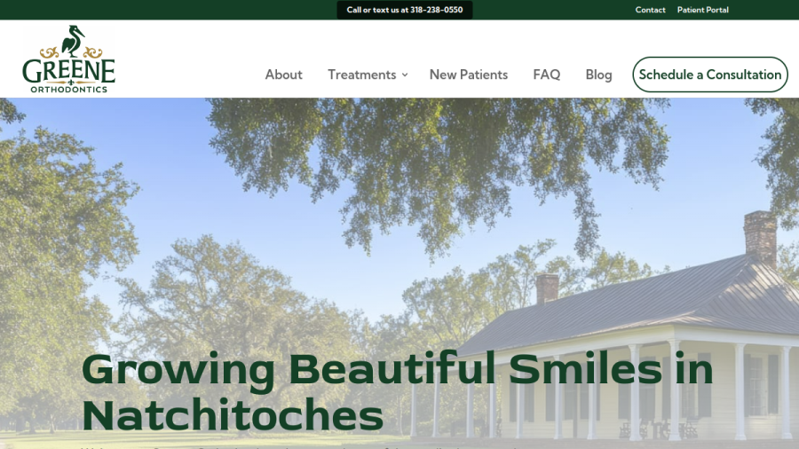 Screenshot of the Greene Orthodontics website