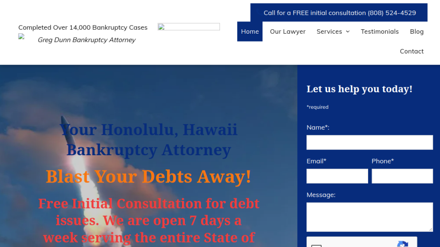Screenshot of the Dunn Greg Bankruptcy Attorney website