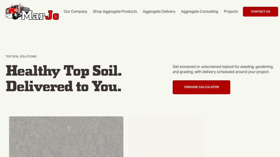 Screenshot of the MarJo Construction Services Inc website