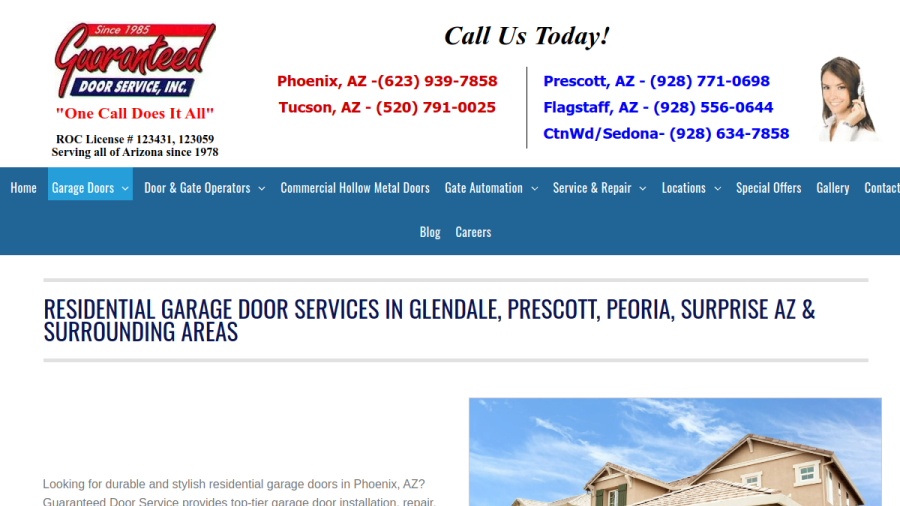 Screenshot of the Guaranteed Door Service website