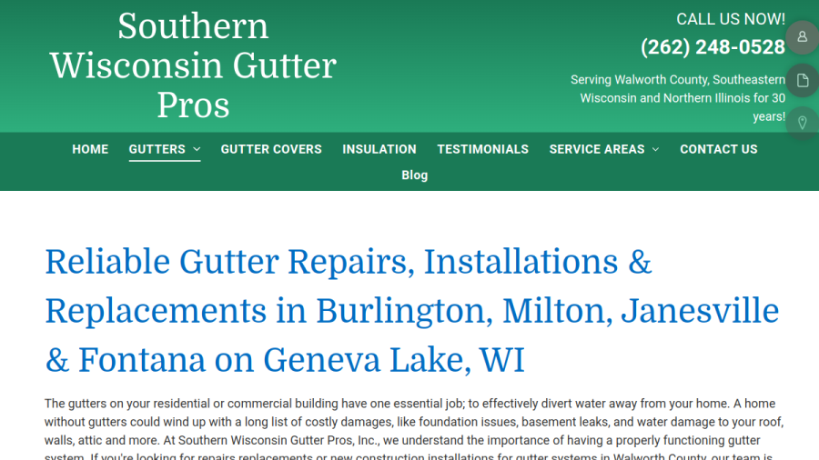 Southern Wisconsin Gutterpros website