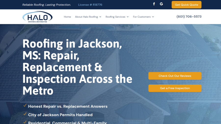 Halo Roofing and Restoration LLC website