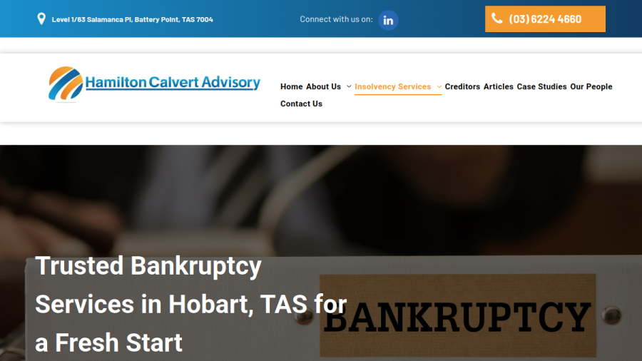 Screenshot of the Hamilton Calvert Advisory website