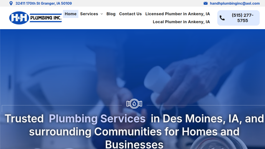 H & H Plumbing Inc website screenshot
