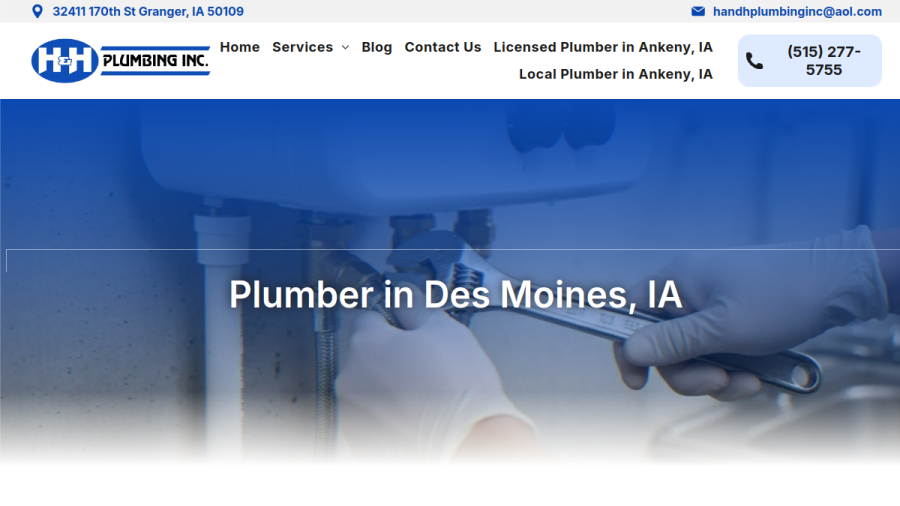Screenshot of H & H Plumbing Inc website