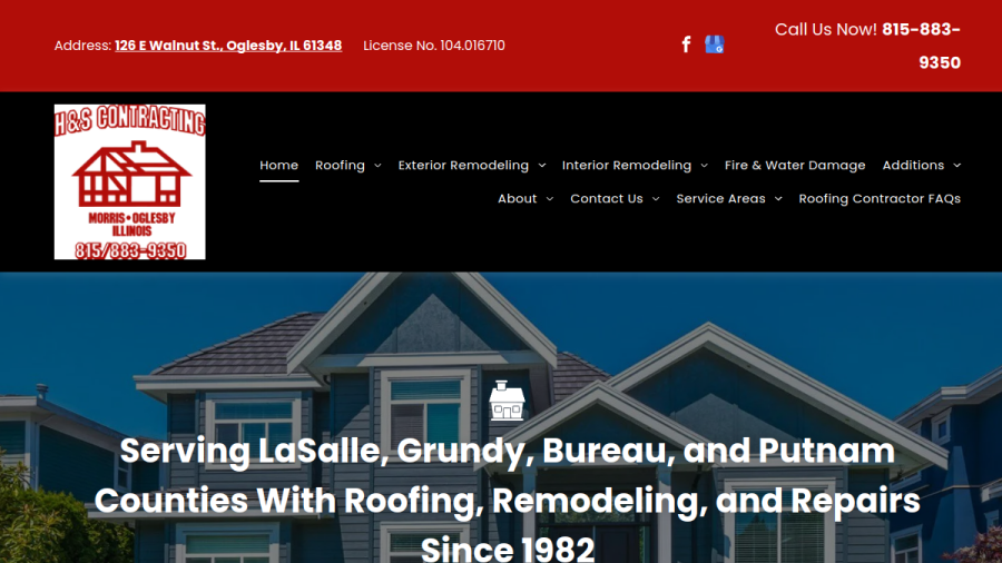 Screenshot of H & S Contracting Inc. website