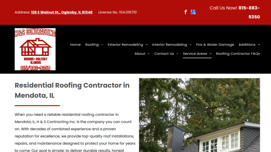 H & S Contracting Inc. website screenshot
