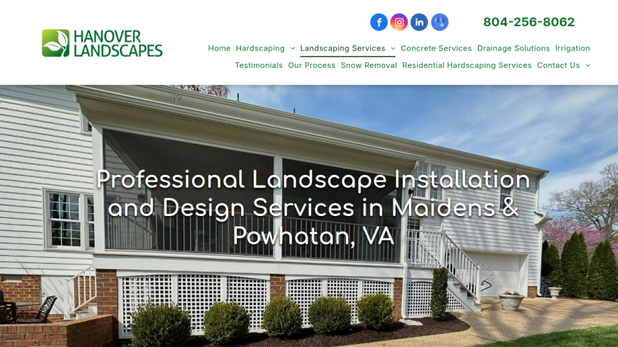 Screenshot of the Hanover Landscapes website