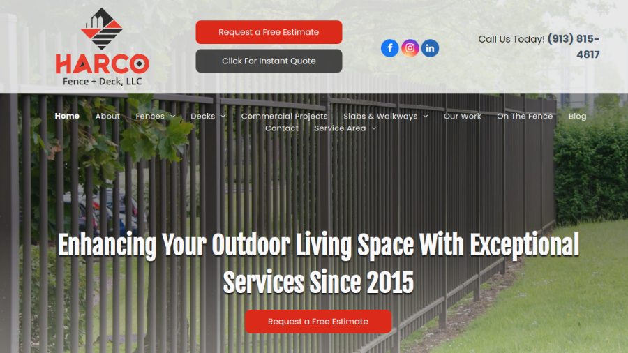 Screenshot of the Harco Fence & Deck LLC website