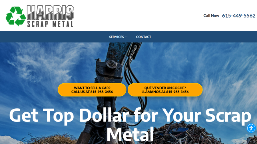 Screenshot of Harris Scrap Metals website
