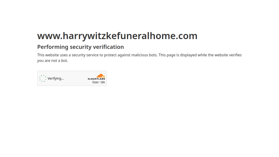 Screenshot of the Harry H Witzke's Family Funeral Home website