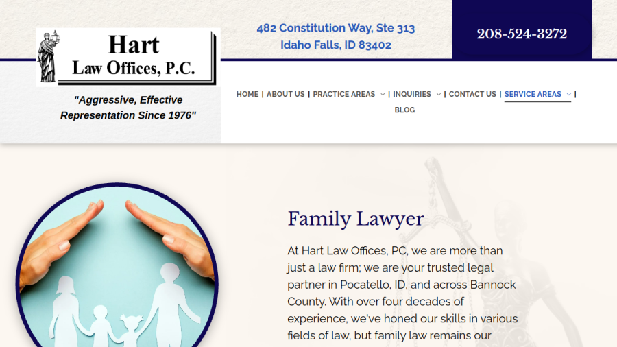 Screenshot of the Hart Law Offices, PC website