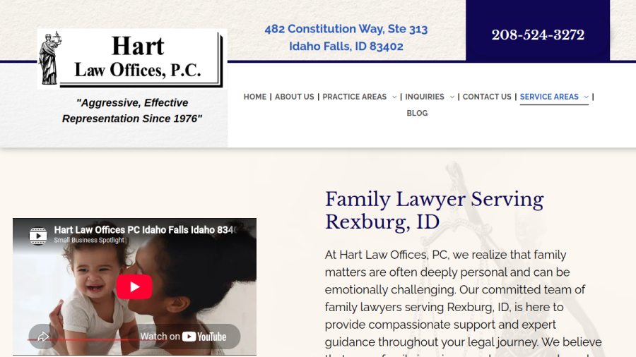 Screenshot of Hart Law Offices, PC website