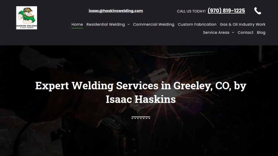 Screenshot of the Haskins Welding and Ironworks website