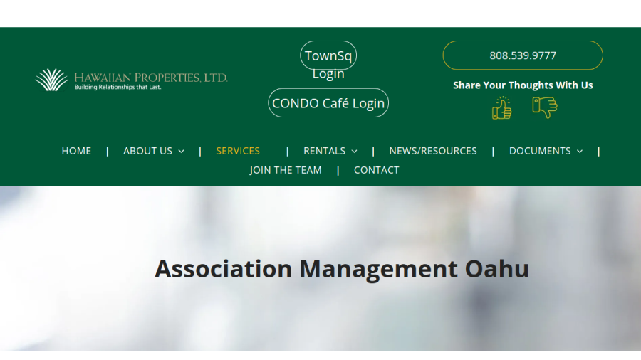 Screenshot of the Hawaiian Properties Ltd website
