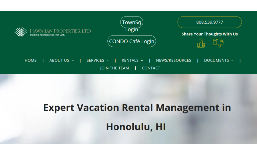 Screenshot of the Hawaiian Properties Ltd website