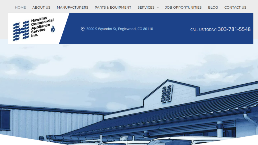 Hawkins Commercial Appliance Service website