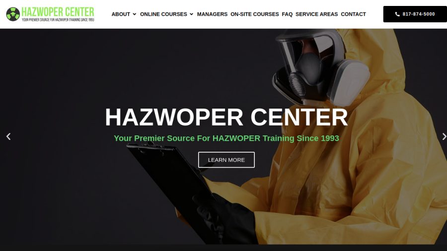 Screenshot of Hazwoper Center website