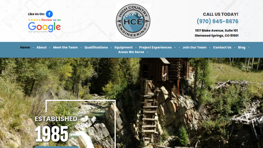Screenshot of High Country Engineering, Inc. website