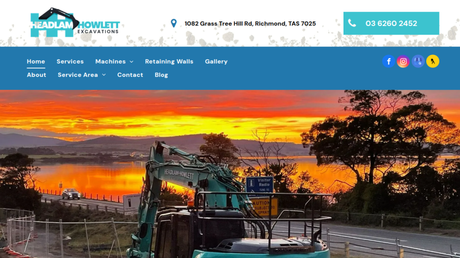 Screenshot of the Headlam Howlett Excavations website