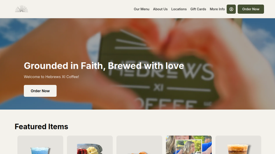 Screenshot of the HeBrews XI Coffee LLC website