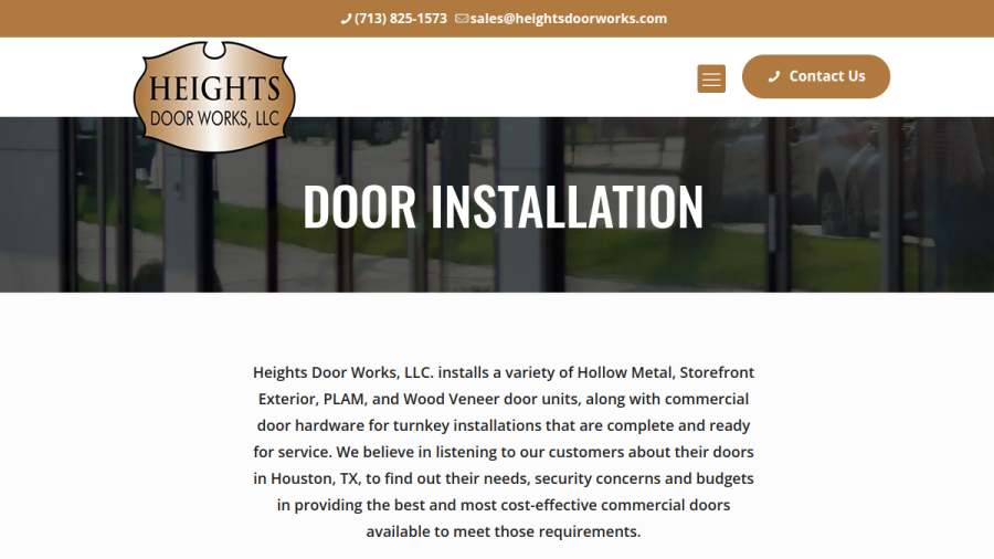Heights Door Works, LLC website