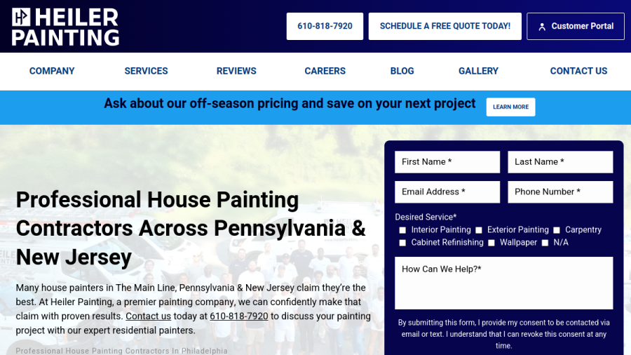 Heiler Painting website screenshot