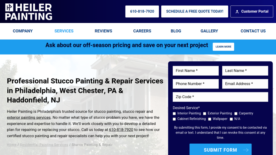 Heiler Painting website screenshot