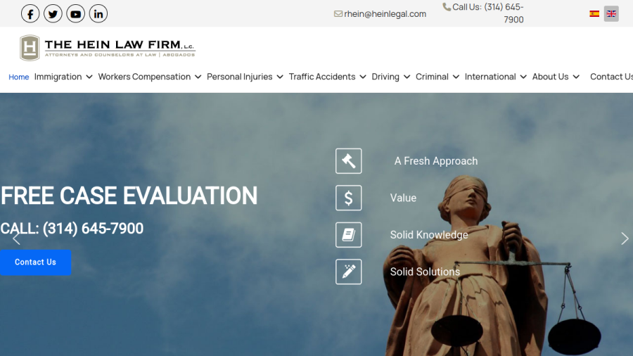 Screenshot of the The Hein Law Firm, L.C. website