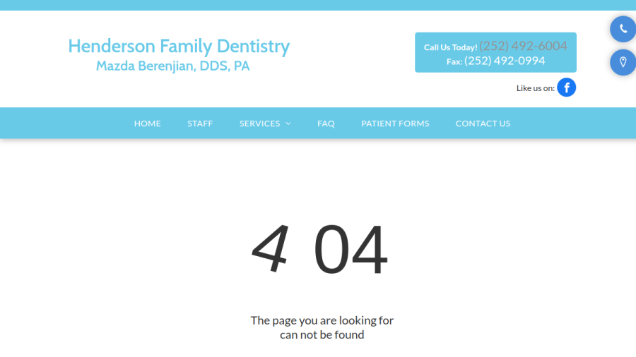 Screenshot of the Henderson Family Dentistry website
