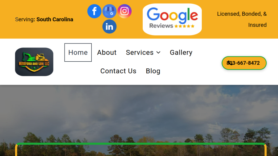 Screenshot of the Hereford and Son LLC website