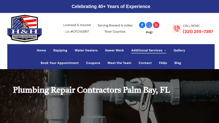 Screenshot of the H&H Plumbing website